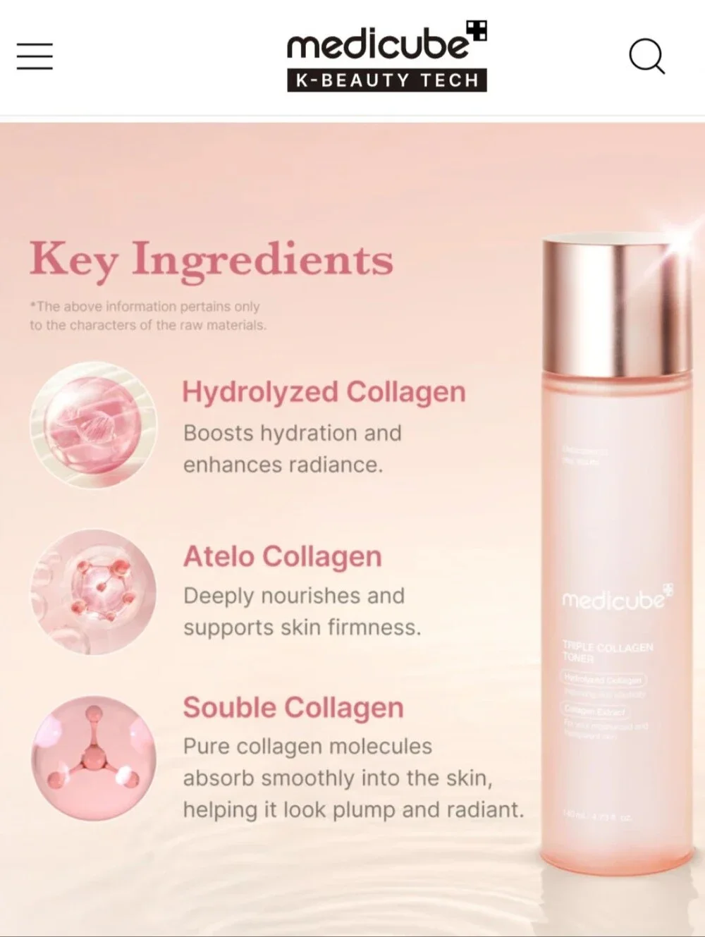 ❤️ Triple Collagen Toner - Hydrolyzed, Atelo, & Soluble Collagen Medicube